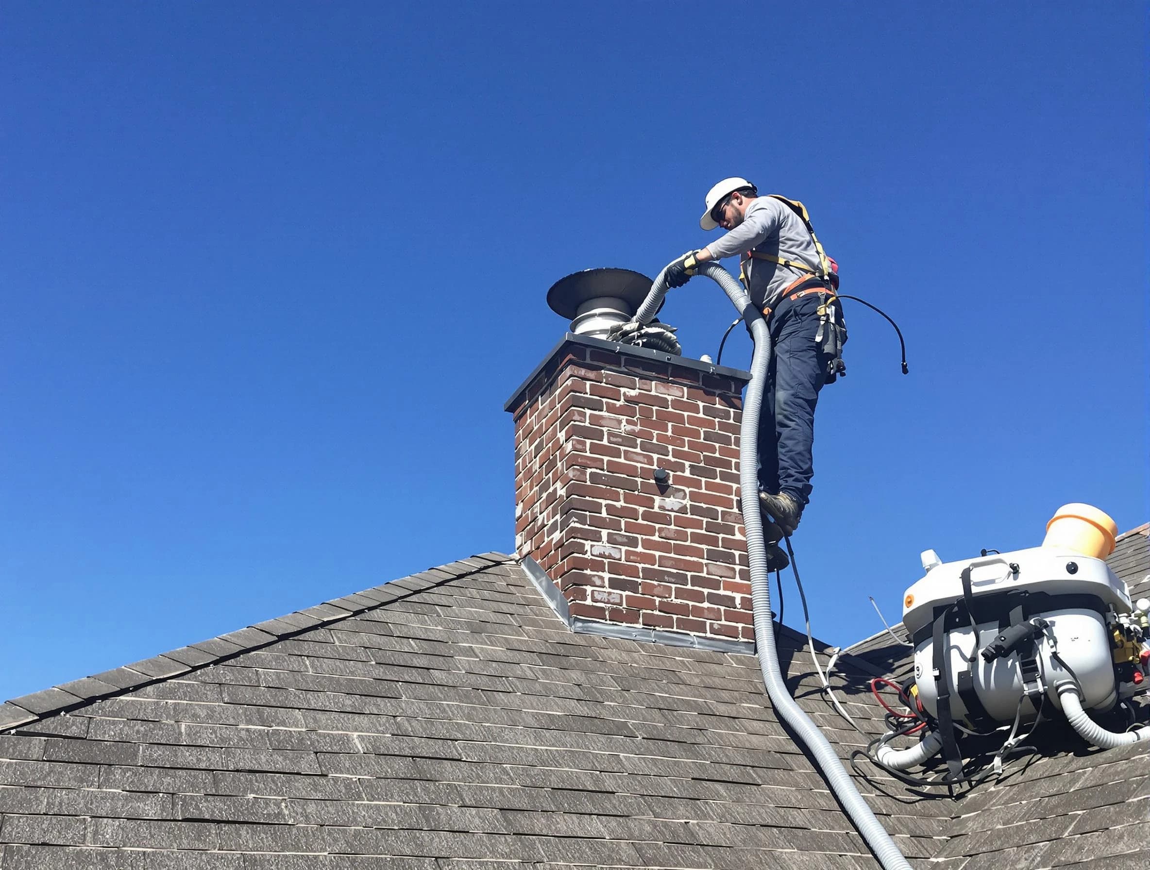 Dedicated Talladega Chimney Sweep team member cleaning a chimney in Talladega, AL