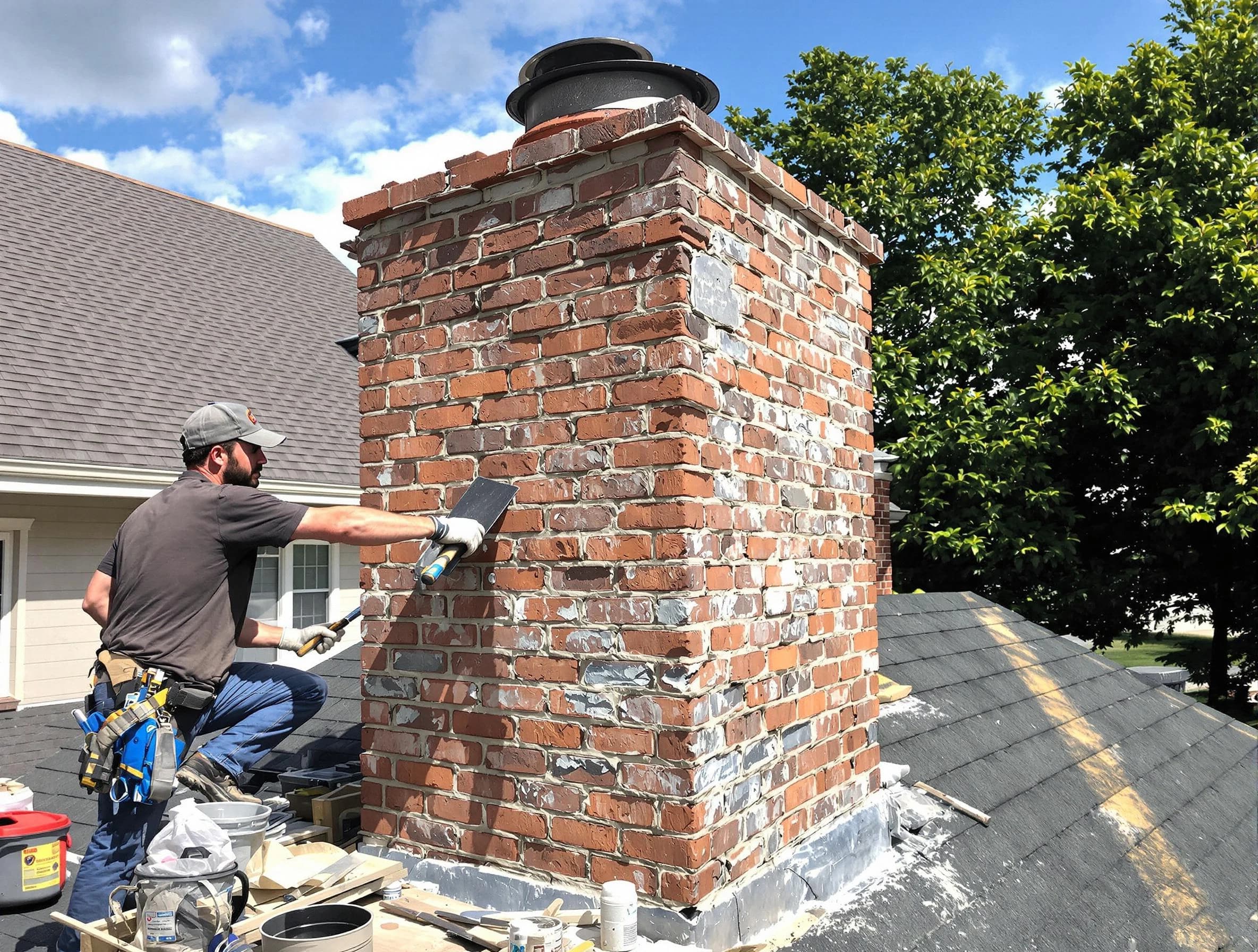 Completed chimney rebuild by Talladega Chimney Sweep in Talladega, AL
