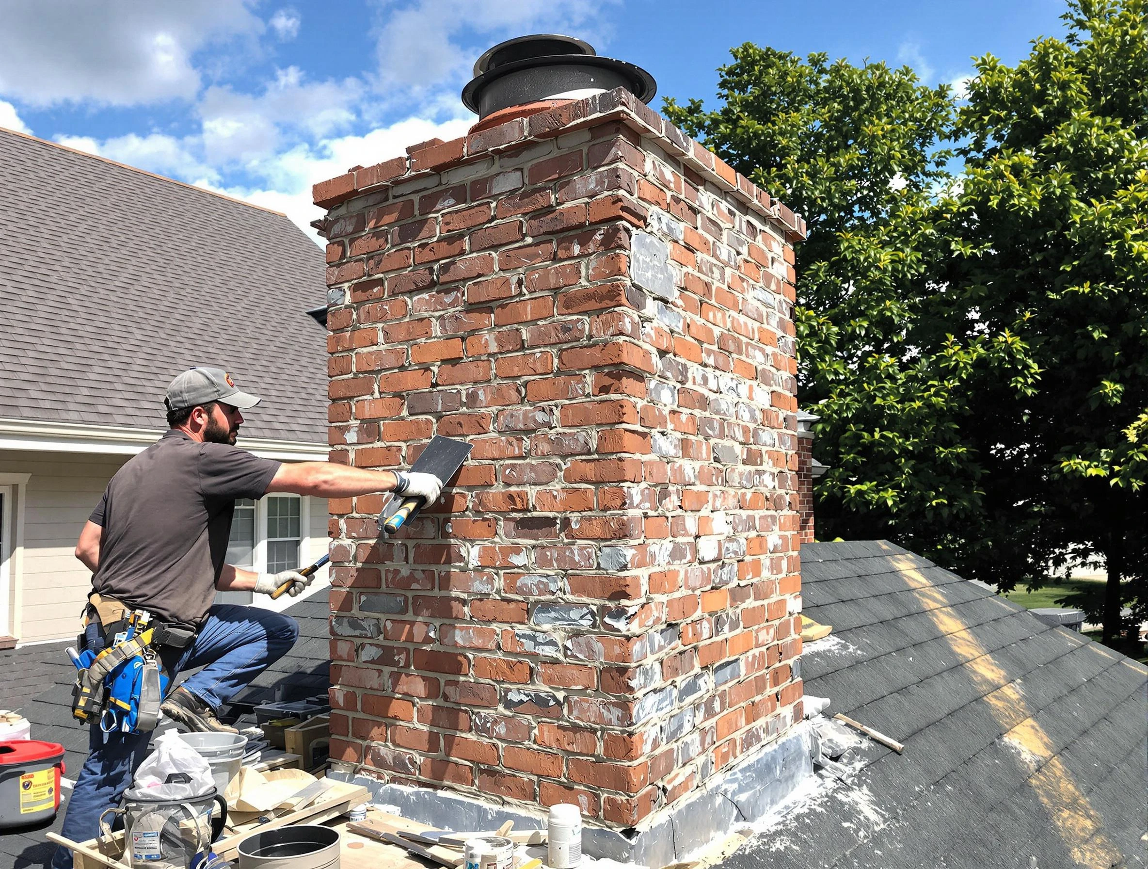 Completed chimney rebuild by Talladega Chimney Sweep in Talladega, AL