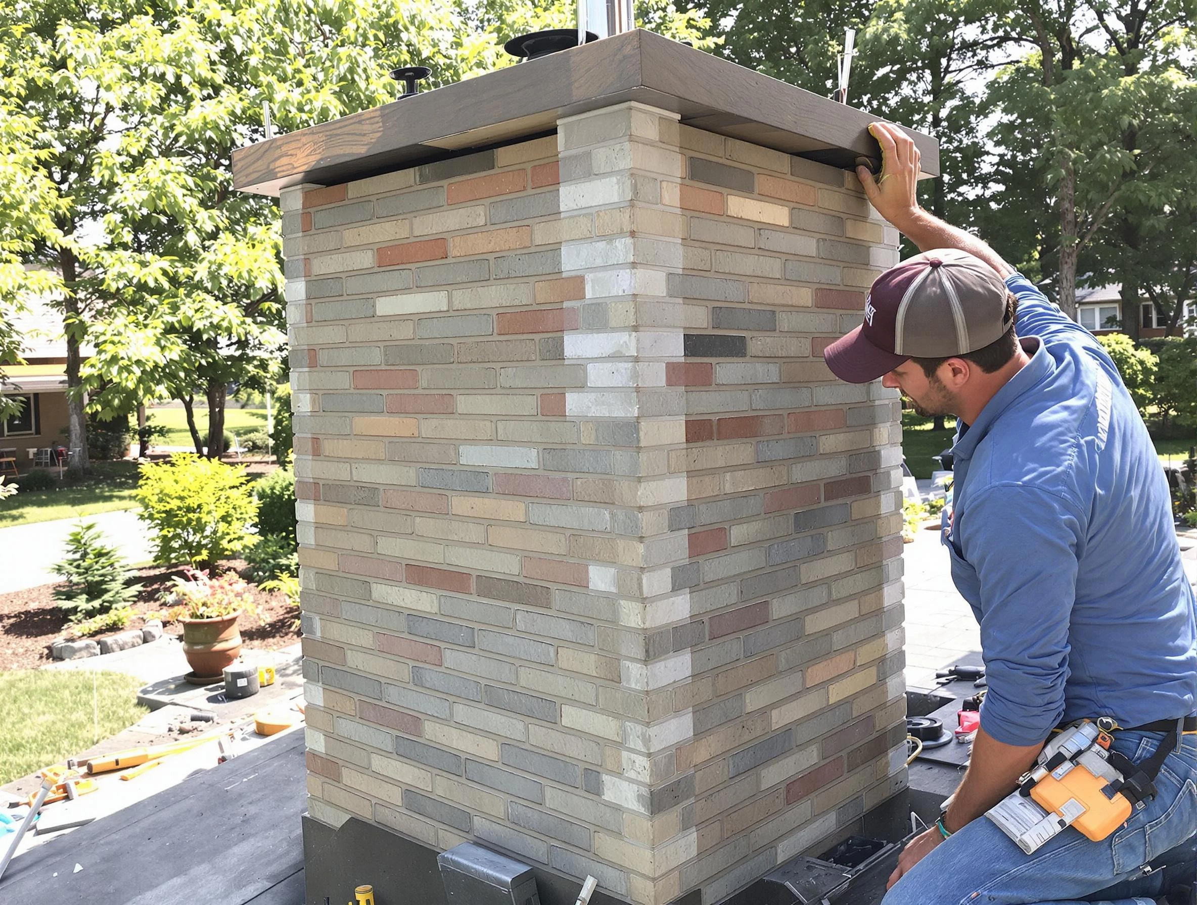 Talladega Chimney Sweep completing a modern chimney remodel in Talladega, AL